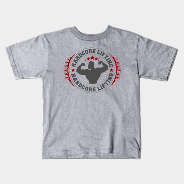 Hard Core Weightlifting Kids T-Shirt by RadStar